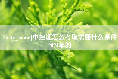 锦州中控证怎么考取需要什么条件2024年的