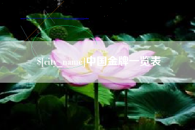 锦州中国金牌一览表